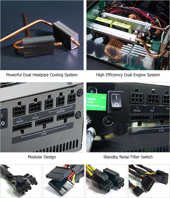 Zalman heatpipe-cooled modular power supply
