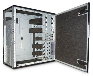 Image shows the Acousti case interior with acousti lined panels.