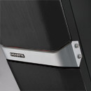 Solid curvaceous aluminum front door. Image shows curvaceous aluminum front door.
