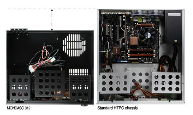 Moneual Moncaso 312 case. Image shows Moncaso 312 with slimmer space-efficient form factor.