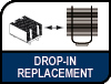 Image shows the drop-in replacement logo for noctua CPU coolers.