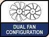 Noctua dual fan setup Image shows the Noctua dual fan setup.