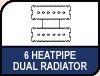 NF-D14 6 heatpipe dual radiator design. Image shows the Noctua NH-D14 quiet CPU cooler.