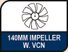 Noctua 140mm Impeller with Vortex Control Notches. Image shows 140mm impeller.