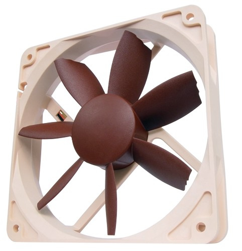 Image shows the Noctua NF-S12B FLX Fan for near silent and quiet home computers.
