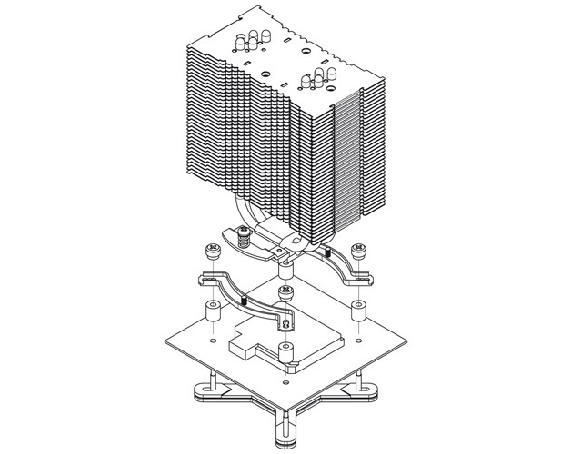 Image showing the Noctua NM-I3 mounting kit for the Noctua NH-C12P, NH-U12P, NH-U12P SE1366, NH-U9B, NH-U12F, NH-U9F, NH-U12, NH-U9 heat sinks.