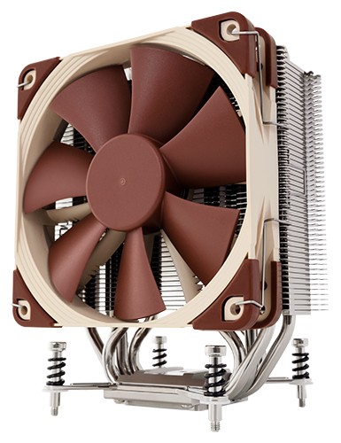 Image shows the Noctua NH-U12DX i4 quiet CPU cooler front.