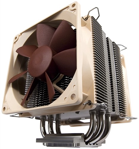 Image shows the Noctua U9B SE2 quiet CPU cooler front.