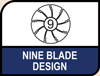 Image shows the Pressure-optimized Nine-Blade Design logo.