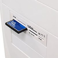 The KAMA 2 3.5" Drive in use. Image shows a White KAMA 2 drive being used in a tower PC.
