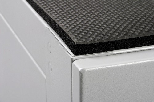 Image shows the XrackPro  equiptment isolation mat for quiet server racks and cabinets.