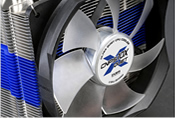 Zalman CNPS10 X CPU cooling fan. Image shows the Zalman CNPS10X quiet CPU cooler fan.