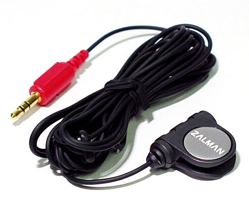 Zalman Compact Headphone Microphone. Image shows microphone, cable and jack.