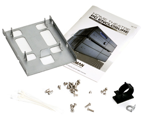 Zalman HD501 components. Image shows the components for the quiet HD501 HTPC Case.