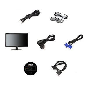 Components for the Zalman ZM-215W. Image shows the Zalman ZM-215W 3D Monitor components.