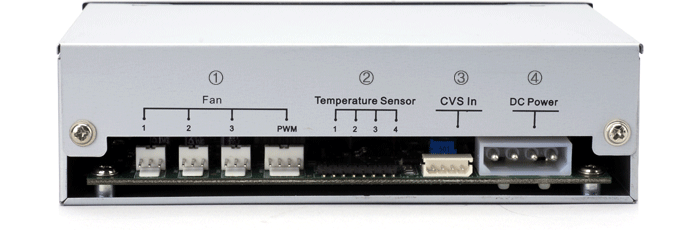Image shows the Zalman ZM-MCF3 real time fan speed contoller face.