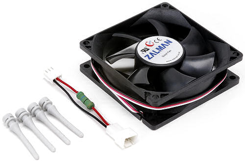 Image shows the Zalman ZM-F1 Plus with fan mounts and connection cable.