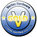 Image shows the Vortez Hardware Gold Award.