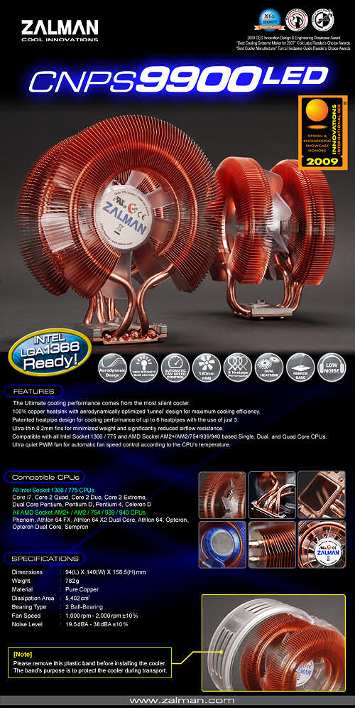 Zalman CNPS9900 LED Quiet CPU Cooler.