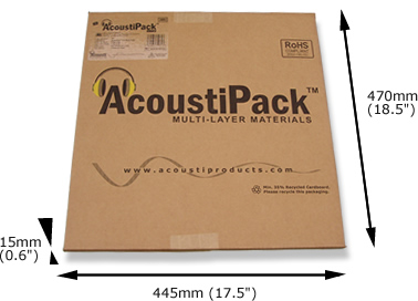 Image shows the AcoustiPack retail packaging.