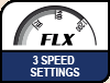 Image shows the FLX 3 speed setting logo.