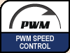 Custom designed PWM IC with SCD. Image shows PWM speed control logo.