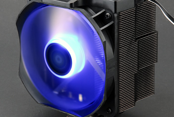 Zalman CNSP10X with great blue LED's. Image shows the Zalman CNSP10X with LED's turned on.