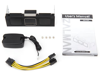 Zalman ZM-PCM1 CPU Power Consumption Meter components. Image shows the components for the Zalman ZM-PCM1 CPU Power Consumption Meter.