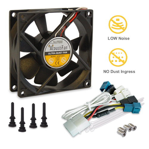 AcoustiFan DustPROOF Premium Quality Ultra Quiet Computer Fan - 80mm AFDP-8025B