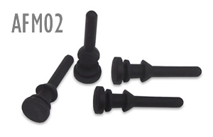 Ultra-soft anti-vibration fan mounts. Image shows 4 black fan mounts - model AFM02B. The Retail Pack contains 8 Fan Mounts.