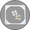 80mm silicone fan gasket - AFG80C. Image shows silicone washers and screws.