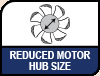 Image shows  Reduced Motor Hub Size logo.
