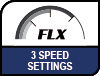 3 speed settings for full flexibility. 3 speed settings for full flexibility logo.